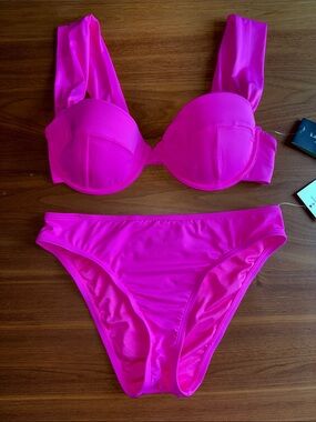 KATE SPADE WIDE STRAP BALCONETTE UNDERWIRE BIKINI SET